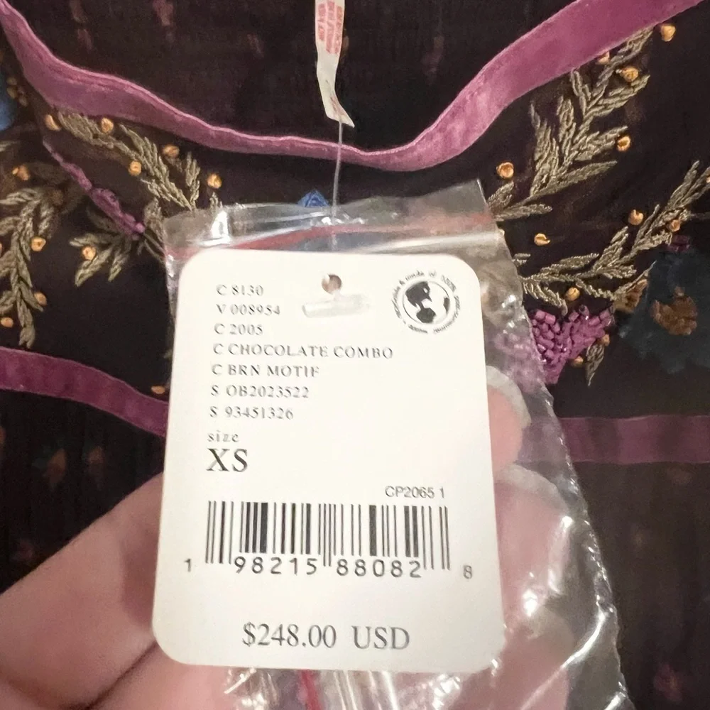 NWT Free People boho fall‎ Mini Dress Floral Embellished Embroidered